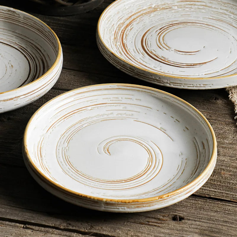 Japanese Retro Oven Western Steak Bulk Ceramic Dinner Sets Eco-Friendly for Wedding Parties Hot Sales Kitchen Decorative Plates