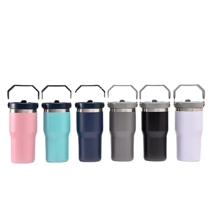 Customizable Portable Insulation Travel Car Mug 20oz 30oz Double Wall Stainless Steel Tumbler with Handle
