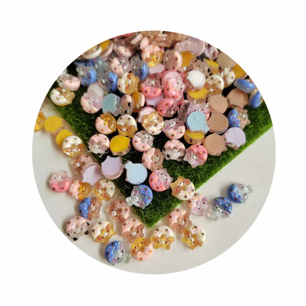 13mm Mini Resin Donut Flat Back Glitter Animal Bread Cabochon Fit Nail Art Diy Slime Accessories