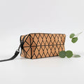 Customized Eco-Friendly Women's Solid Color Cosmetic Bag Makeup Natural Cork Geometric Handbag Zipper Closure Lightweight Water