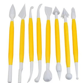 8Pcs Fondant Cake Decorating Modelling Tools 16 Patterns Carving Flower Craft Clay Modeling Baking Accessories Set