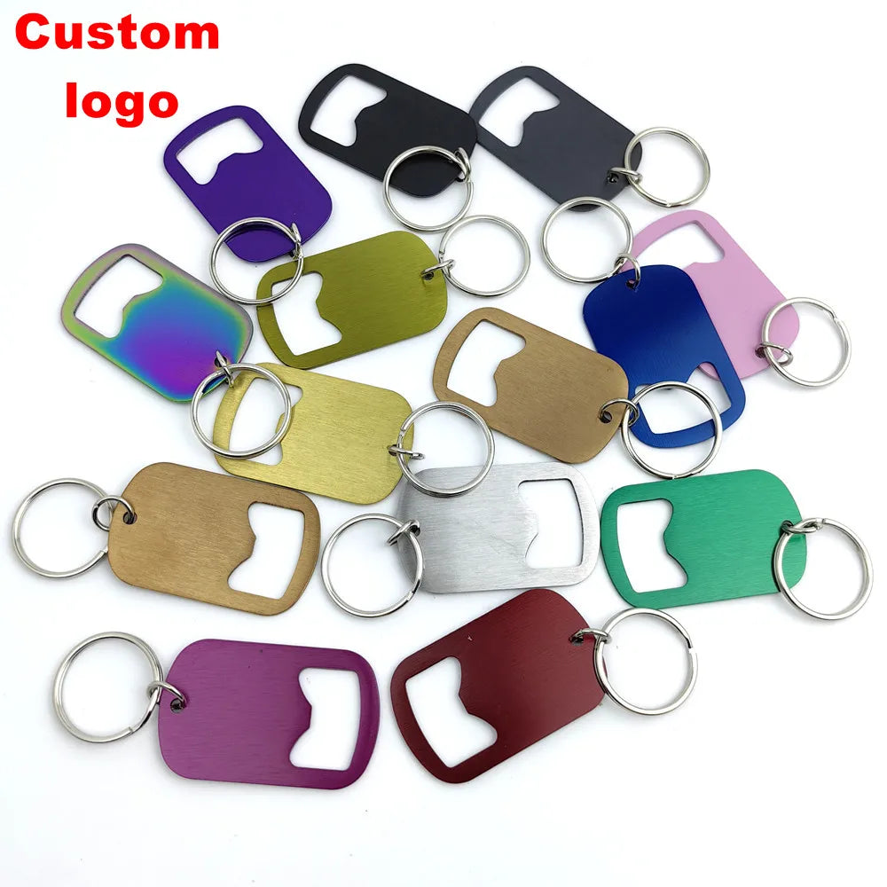 Custom Logo Fashion Personalized Engraved Stainless Steel Blank Bottle Opener Metal Keychain for Engrave Laser Business