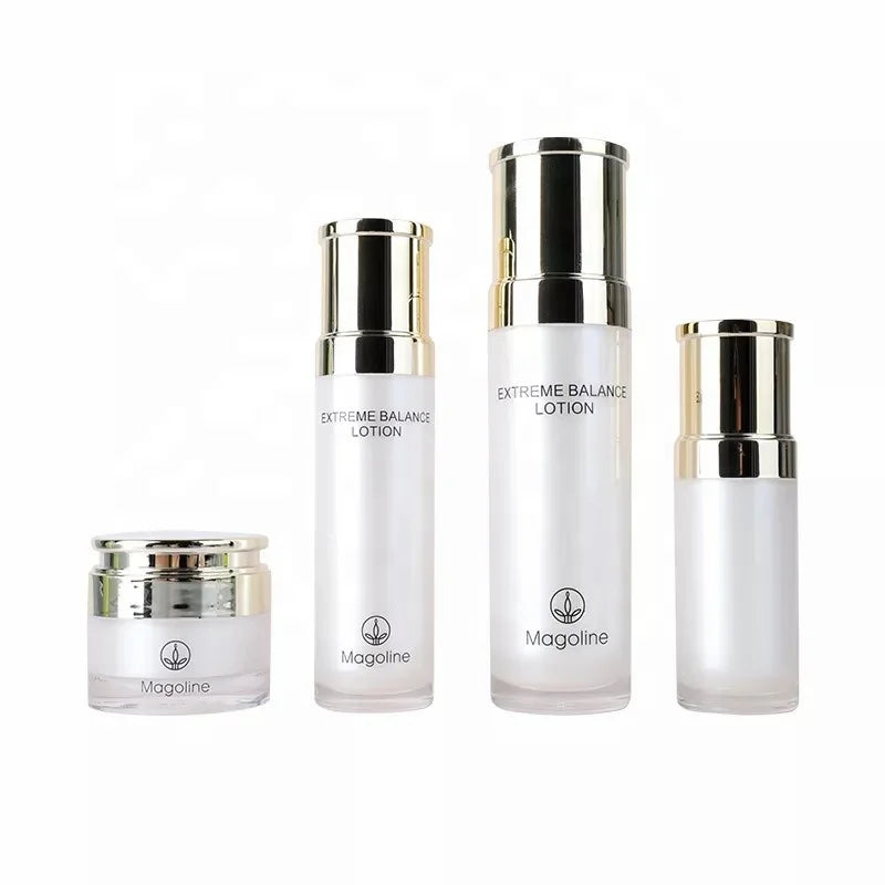Custom High-End Eco-friendly Pearl White Gold Airless Perfume Bottle Acrylic Foam Soap Dispenser Easy Open End for Skin Lotion