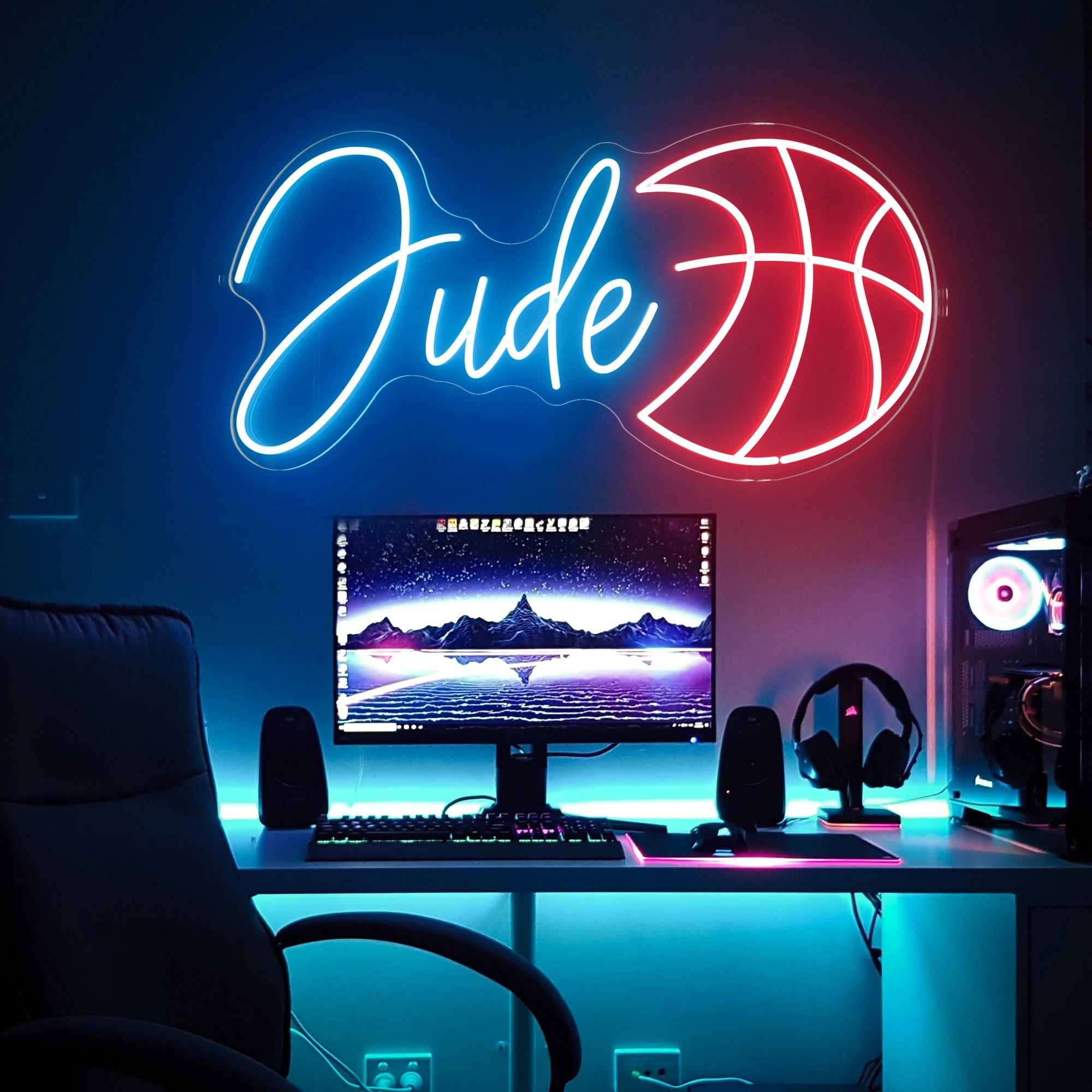 Bulk Supply Sports Neon Sign Basketball LED Light up Neon Sign Custom Wall Decor Gamer Room Artwork Club Display Lighting