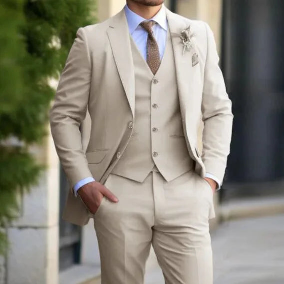 New Cross-Border Men's Three-Piece Business Casual Suit Single Breasted Plus Size for Wedding Banquets Groom's Sashes