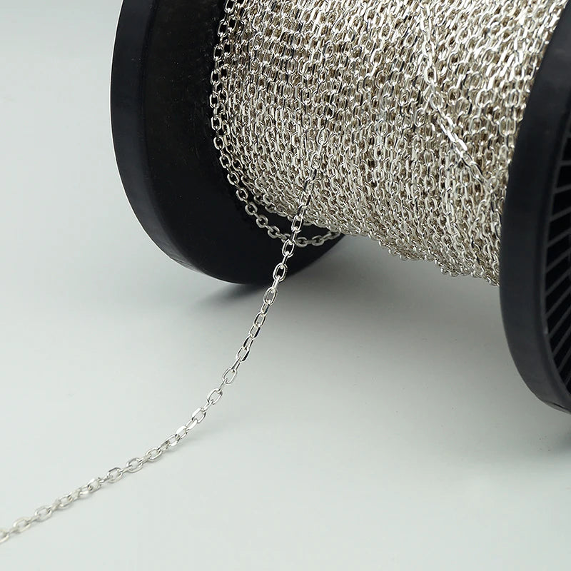 925 Sterling Silver 3mm Wide Cable Chain Necklace Men for Women Bracelet Making Fashion Jewelry