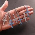 2023 Baguette Hiphop Pendant Rope Chain Men's Jewelry Gold Silver Color White Blue CZ Necklace Bling Cross Charms