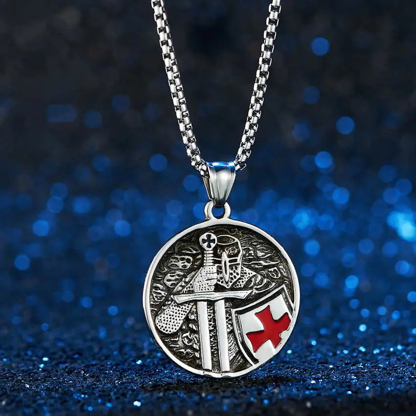 Wholesale Custom Romantic Box Chain Stainless Steel Men's Fashion Necklace Unique Exquisite Bezel Set Antique Silver Pendant