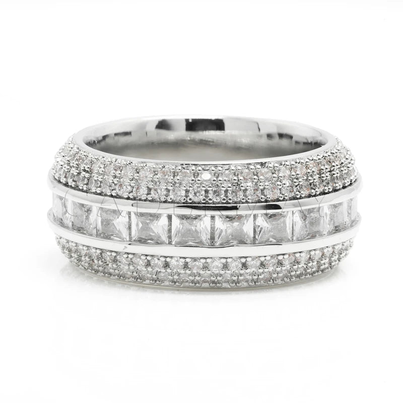 Hip Hop Jewelry 925 Sterling Silver Pave VVS Moissanite Diamond Multi Layer Iced Out Wedding Ring for Men