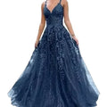 Custom Color Elegant A-Line Evening Party Gowns Plus Size Formal Dress V-Neck Backless Spaghetti Straps Tulle Prom Dresses