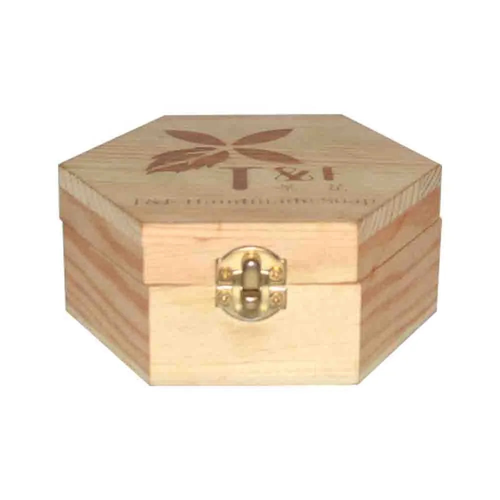 Small Hexagonal Wooden  Tea  Storage Box Handmade Wooden Jewelry Necklaces Earrings Tea Box  for Sundries