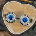 CAOSHI OEM Dainty Bright Round Blue Crystal Cubic Zirconia Earrings for Women Fashion Party Jewelry Silver Plated Stud Earrings