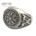 Nordic Chunky Compass Viking Ring Ancient Stainless Steel Amulet Men's Ring