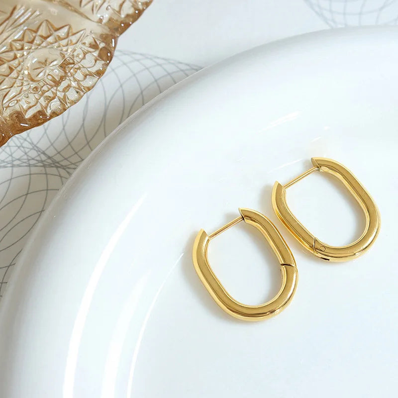 Drop Shipping Jewelry Pvd 18k Gold Plated Dainty Huggie Earring Stainless Steel Jewelry Wholesale Tarnish Free Gold Jewelry