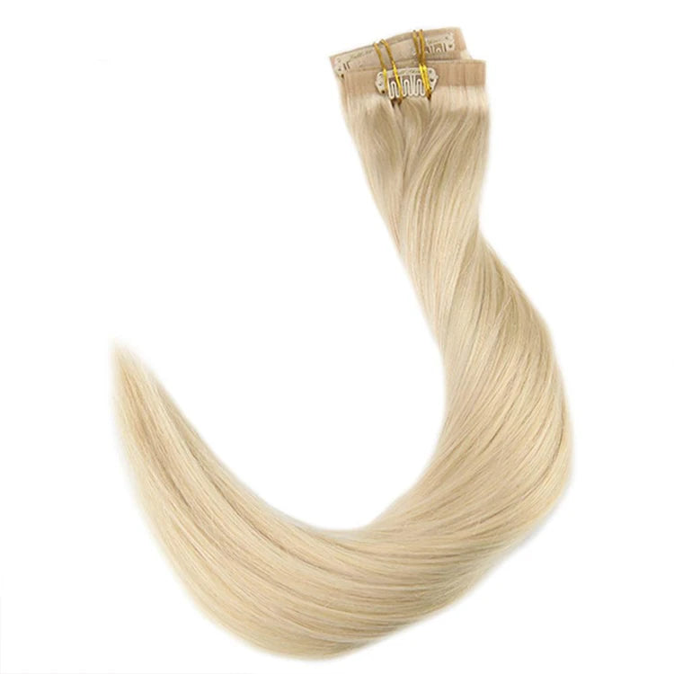 Wholesale  Double Drawn Seamless 200g 180g 150g 120g 110g 100g #613 #60 Clip in Hair Extensions