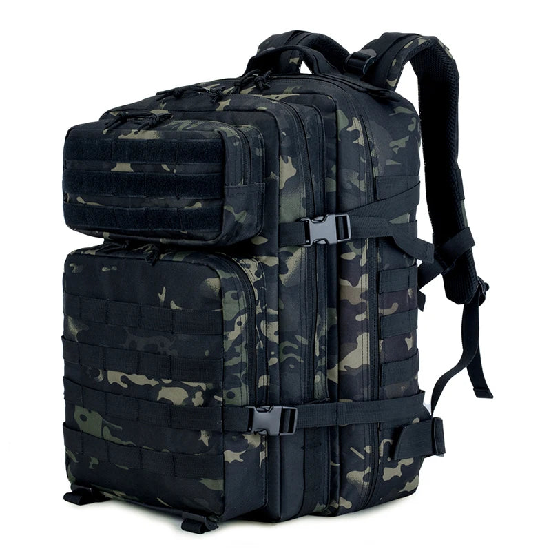 LUPU 45L Tactical Backpack Fashionable Molle System Waterproof Outdoor Camping Rucksack for Hiking Hunting Zipper Closure