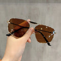 Top Sale Luxury Retro Oversized Sunglasses Vintage Classic Polygon Metal Beach Shades With Plastic Frame and Lens Logo