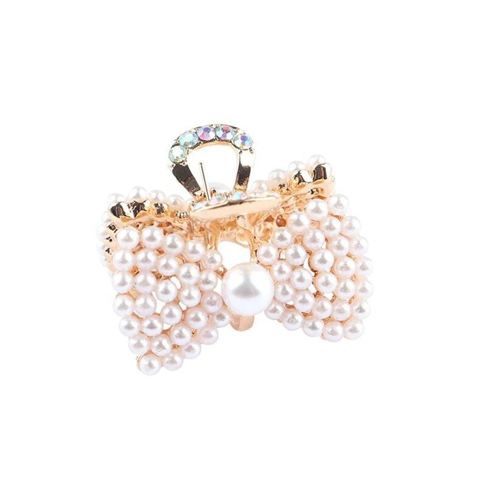Korean Pearl Elegant Rhinestone Hair Claw Clip