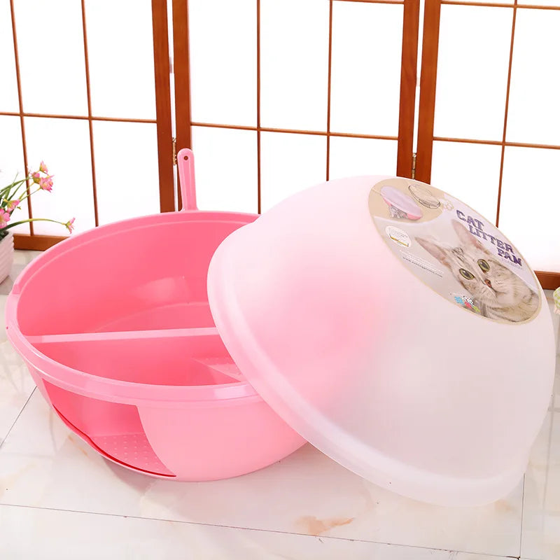 Hot-Selling round Stepped Cat Litter Box Anti-Splash Fully Enclosed Pet Cleaning Products Easy Clean Plastic Material