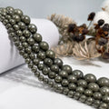 Wholesale Natural AA Pyrite Loose Gemstone Stone Beads for Jewelry Making Bracelets Necklaces Earrings 15.5" in Strand
