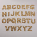Hot Sale Clothing Accessory Iron On Heat Seal Backing Gold Clear Rhinestone Letters 5.5cm H Alphabet DIY Patches for Make-up Bag