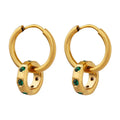 Waterproof Stainless Steel 18k Gold Plated Double Hoops Diamond Zircon Bead Dangle Drop Earring Women Jewellery