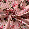 Custom Digital Flower Printed Polyester and Spandex Knitted Pink Rib Fabric Stretch Jersey Rib Fabric