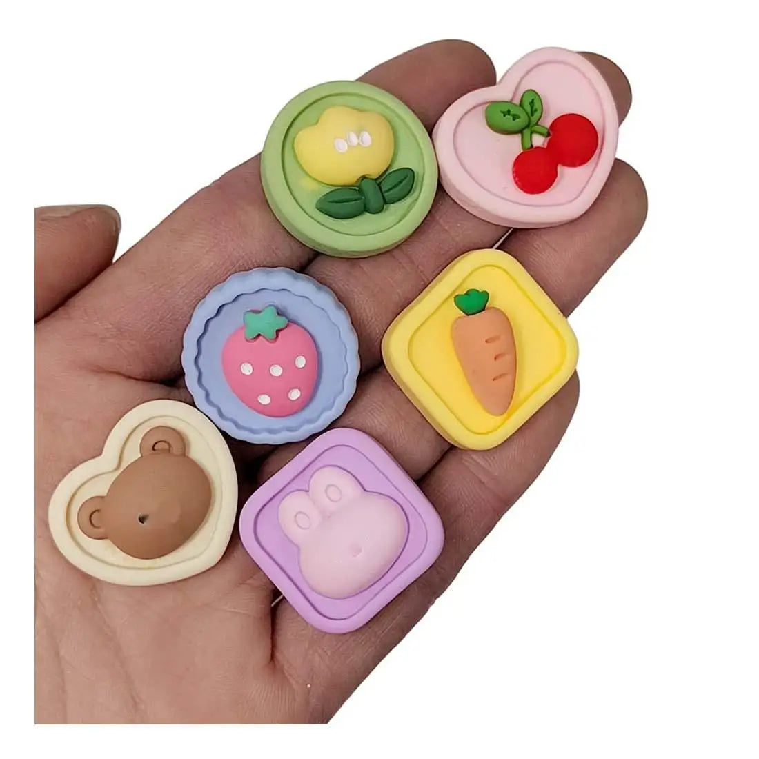Resin Fruit Flower Plate Flat Back Cabochon Strawberry Cherry Flower Bear Rabbit Carrot Charm Fit Hair Accessories DIY Jewelry