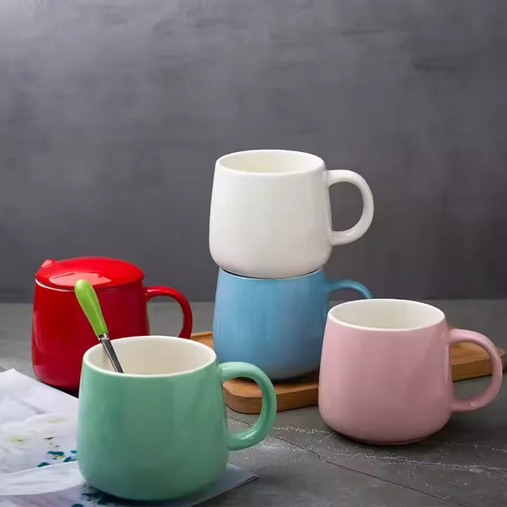 15oz Nordic Ceramic Colorful Matte Mugs Big Belly Coffee Espresso Tea Milk Cups Handle Macarone Color Different Gift Box Set
