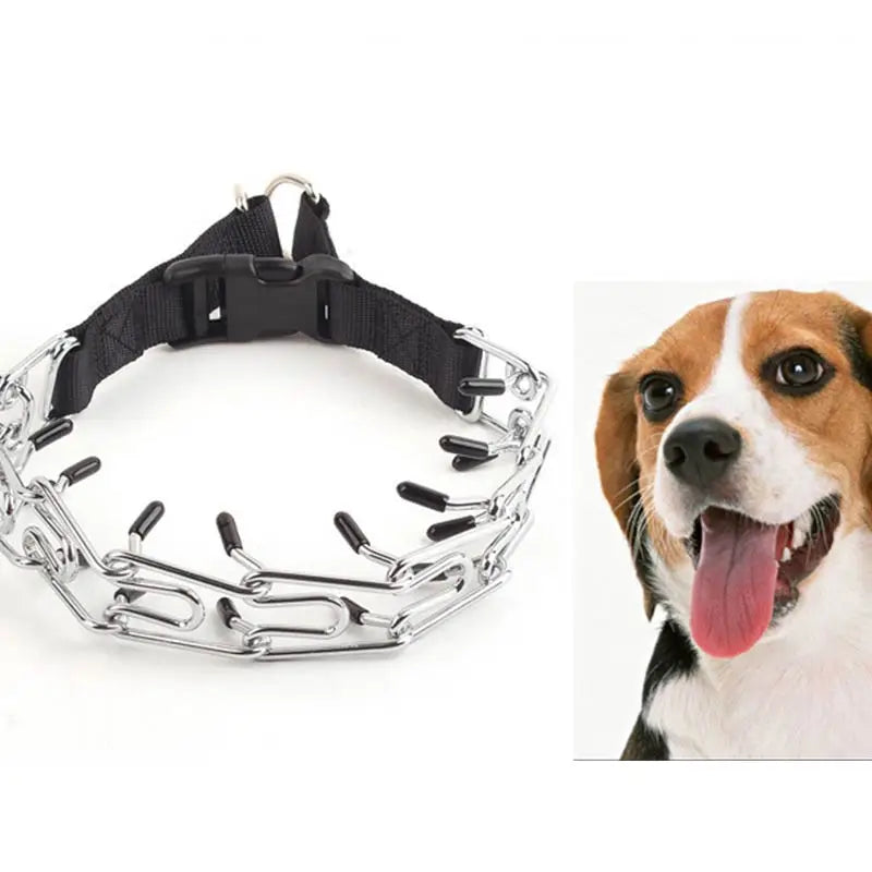 Wholesale New Design Metal Steel Pinch Chain Prong Ends Anti-rust Portable Walking Pet Collar for Dogs With Buckle