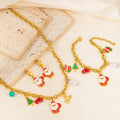 Waterproof Stainless Steel Jewelry Set Tarnish-Free Christmas Necklace Bracelet Earrings Pendant Link Trendy New Fashion Holiday
