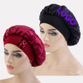 2 Pcs Set Satin Bonnet Custom Logo Wide Brimmed Sleep Night Cap Hair Single Layer Bonnets for Women