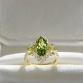 10k/14k/18k Solid Gold Marquise Cut Green Real Peridot Gemstone Moissanite Rings Wedding Band Rings