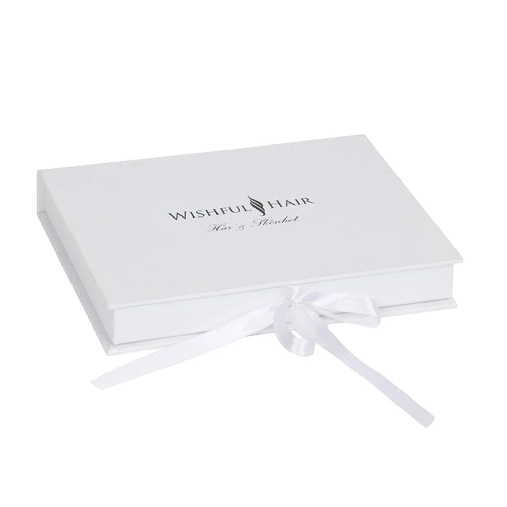 Luxury Custom Logo Recycled Cardboard Packaging Magnetic Box White Ribbon Closure White Flat Foldable Paper Gift Boxes