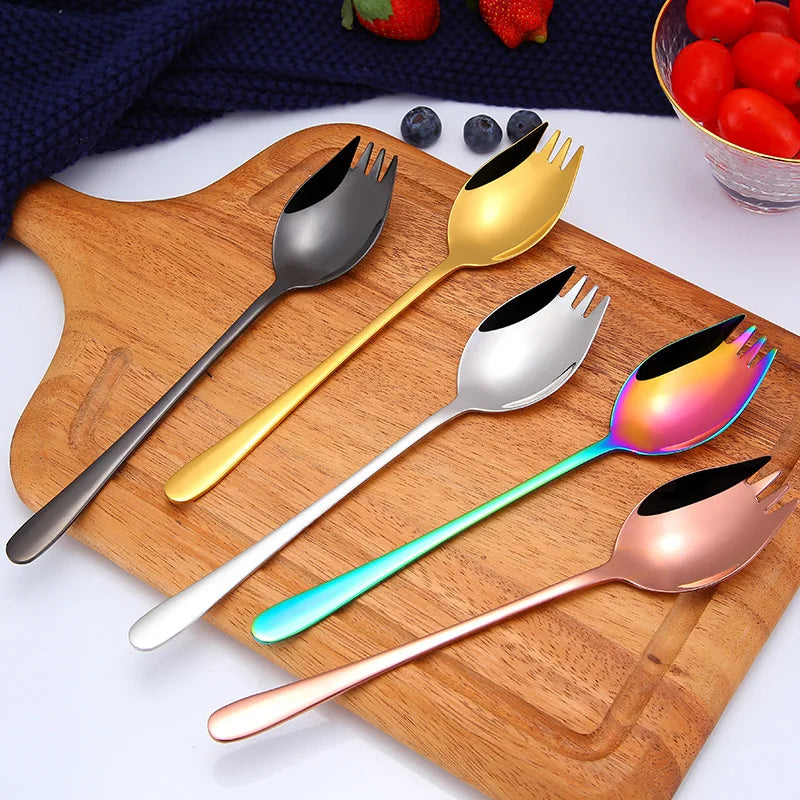 New Design Stainless Steel 304 Coffee and Tea Cupping Ice Stirring Spoon and Fork With Shape Teeth