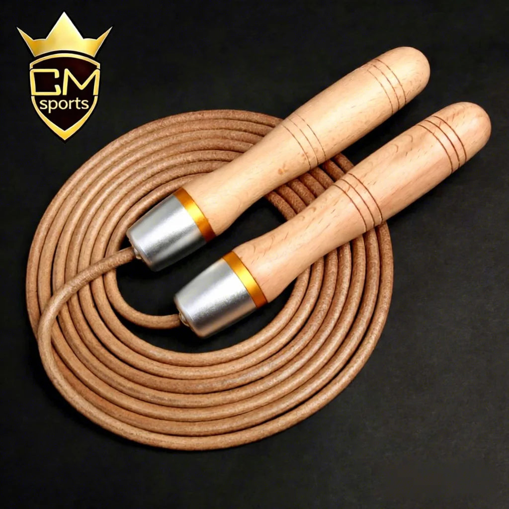CHENGMO SPORTS New Listing Heavy Jump Rope Weighted Cow Leather Wooden Handle Skipping Jump Rope with Exquisite Packaging