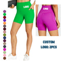 Womens High Waisted Biker Shorts with Pockets Tummy Control Yoga Gym Workout Active Shorts Custom Logo