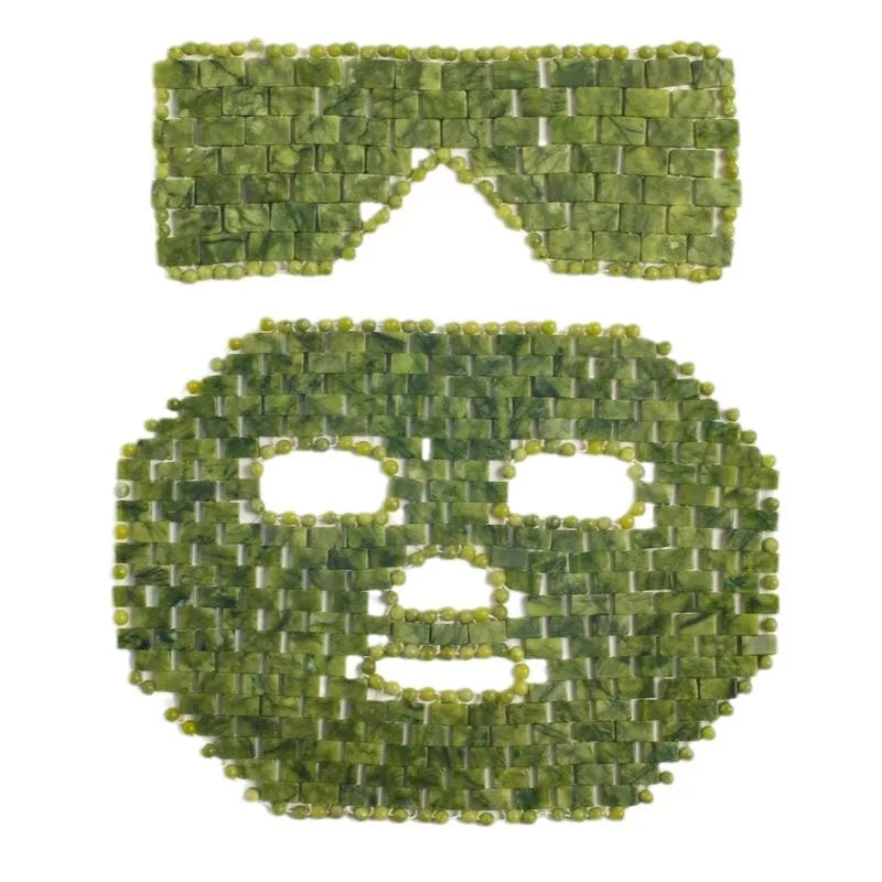 HZ Handmade Jade Eye Mask Natural Xiuyan Jade Cover High Quality Roller Pattern Xiuyan Jade Face Mask