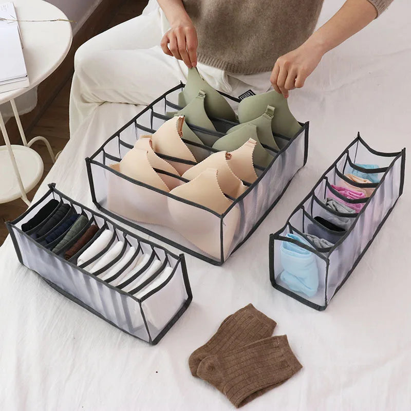 Choice Fun Portable Foldable Socks Underwear Grid Clothes Storage Household Drawer Wardrobe Storage Box for Small Spaces