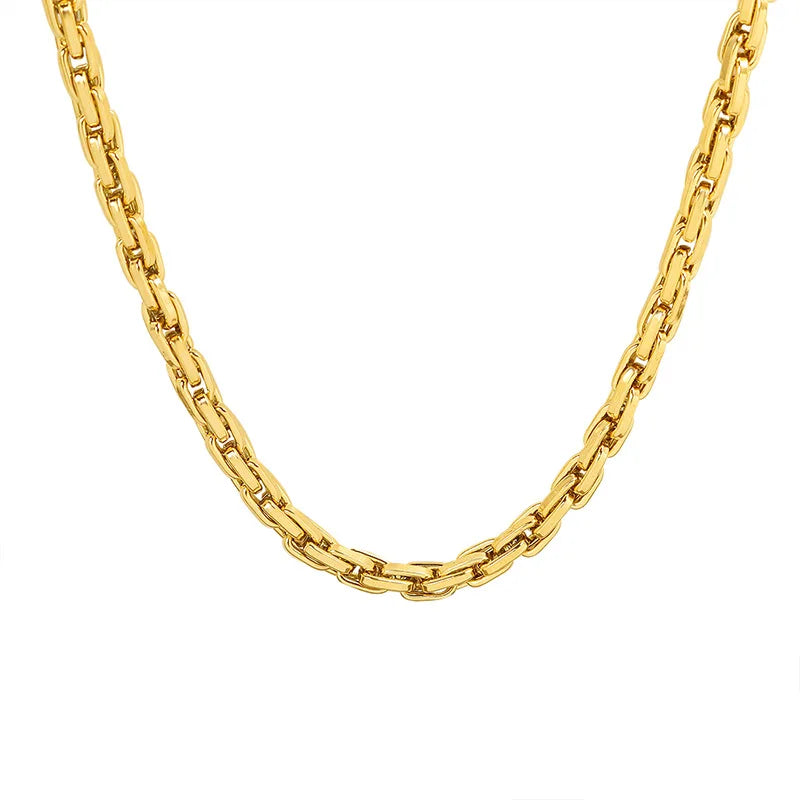 Stainless Steel 18K Gold 6MM Wide Rectangle Chain Necklace Titanium Steel PVD Personalized Dense Link Chain Choker for Weddings