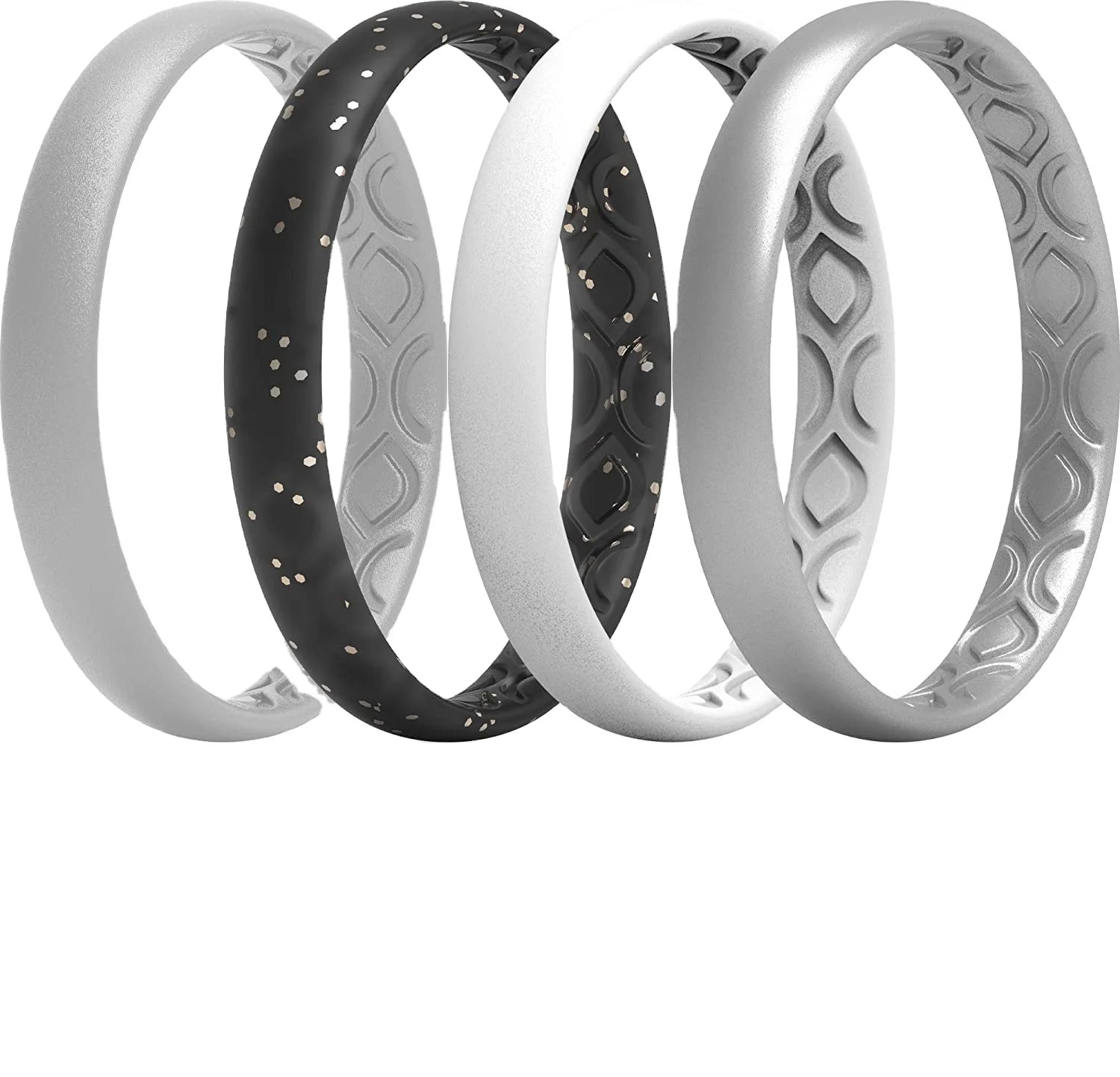 Breathable Air Grooves Silicone Rings Wedding Bands 3mm Width Silicone Wedding Ring for Women