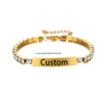 Stainless Steel Diamond Link Chain Women Wedding Jewelry Personalized Custom Personalized Bar Stone Bracelet