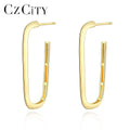 CZCITY Fashion Simple 14K Gold Plated Huggie Hoop Earrings 925 Sterling Silver Pin Earrings for Women Jewelry