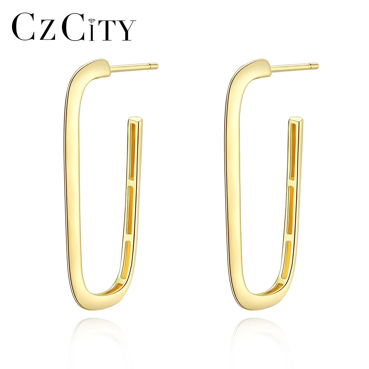 CZCITY Fashion Simple 14K Gold Plated Huggie Hoop Earrings 925 Sterling Silver Pin Earrings for Women Jewelry