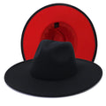 Custom  Autumn Winter New Two Colour Side Fashion Red Bottom 9.5cm Wide Brim Fedora Hats for Women Men Party Dress
