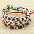 Bohemian Braided Colored Rope Bracelet Plaid Pattern Handmade Adjustable Nylon Bracelet for Women Men