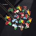 Libya Zambia Morocco South Africa Togo Cameroon Cote D'Ivoire Stainless Steel Enamel African Countriy Flag Map Pendant Necklace