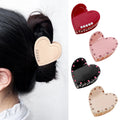 Women Fashion Fine Medium Acetate Crystal Heart Hair Claw Clip for Ponytail Holder Decoration