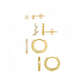 Classic 18K Gold Huggie Hoop Earrings Set 6pcs with 5A Zircon and S925 Silver for Daily Office Wear and Weddings
