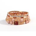 Wholesale Cheap Boho Style Rhinestone Elastic Bracelet Flat Bead Multi Layer Crackle Glass Beads for Jewelry